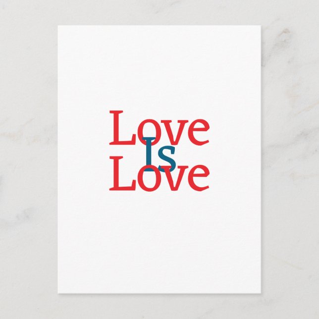 Kärlek är kärlek pride, rödblå juni, hbbt-fjälltex vykort (Framsida)