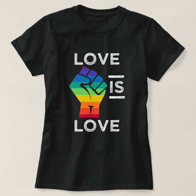 Kärlek är kärlek - prideordstäv - den glada t shirt (Design framsida)