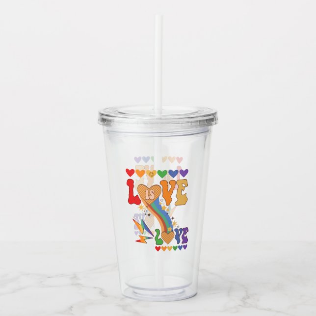 Kärlek är Kärlek - Pridet för regnbåge, hbt-hjort, Take Away Mugg (Framsida)