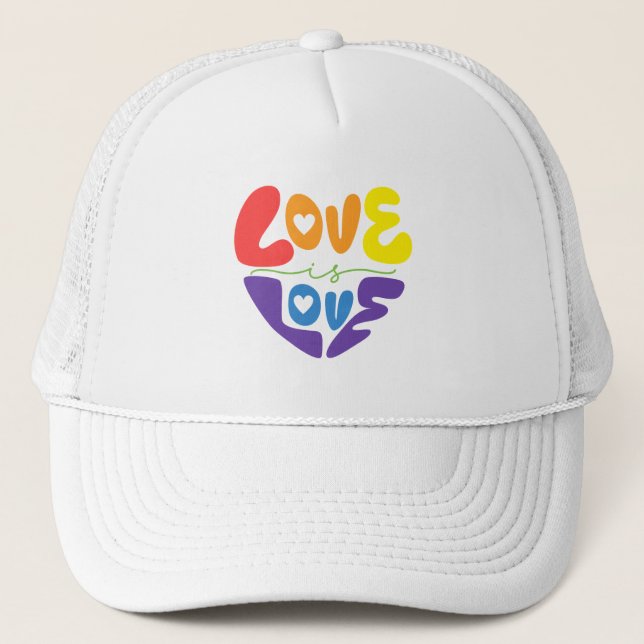 Kärlek är Kärlek-Pridet - Hjärtformade regnbåge, h Keps (Framsida)