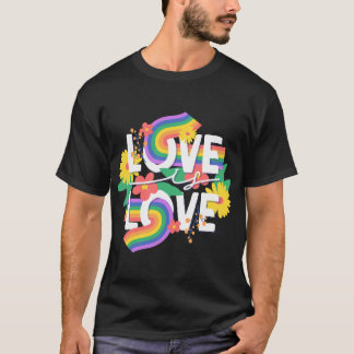 Kärlek är Kärlek Rainbow Blommigt Art T Shirt