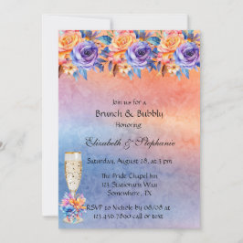 Kärlek är Kärlek Rainbow Blommigt Brunch & Bubly Inbjudningar