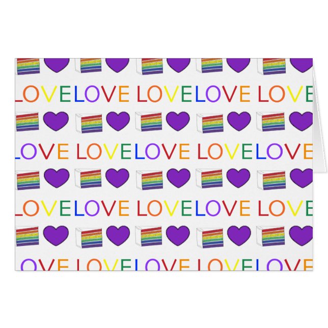 Kärlek är Kärlek Rainbow Bröllop Heart Cake Gay pr Hälsningskort (Framsidan Horizontal)