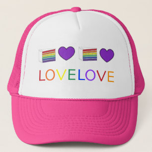Kärlek är Kärlek Rainbow Bröllop Heart Cake Gay pr Truckerkeps