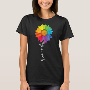 Kärlek är Kärlek Rainbow Daisy Flower Lgbt Gay Les T Shirt