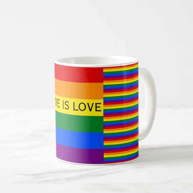 Kärlek är Kärlek Rainbow Flagga HBT Gay pride Kaffemugg (Framsida höger)