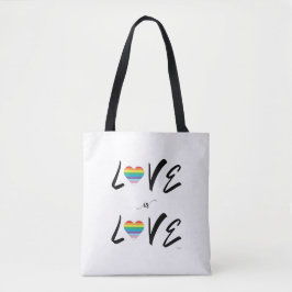 Kärlek är KÄRLEK, Rainbow Flagga Heart Tote Bag Tygkasse
