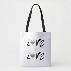 Kärlek är KÄRLEK, Rainbow Flagga Heart Tote Bag Tygkasse