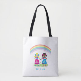 Kärlek är KÄRLEK, Rainbow Flagga Heart Tote Bag Tygkasse