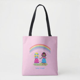 Kärlek är KÄRLEK, Rainbow Flagga Heart Tote Bag Tygkasse