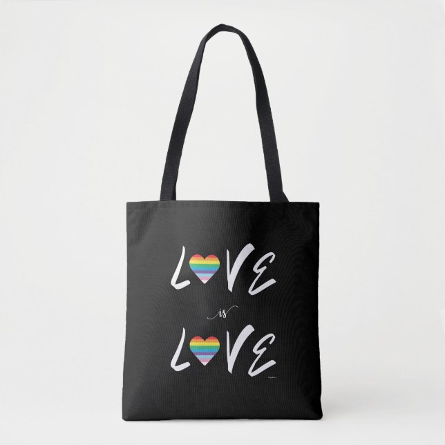 Kärlek är KÄRLEK,Rainbow Flagga Heart Tote Bag Tygkasse (Framsida)