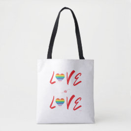 Kärlek är KÄRLEK, Rainbow Flagga Heart Tote Bag Tygkasse