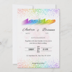Kärlek är Kärlek Rainbow gay bröllop Inbjudningar