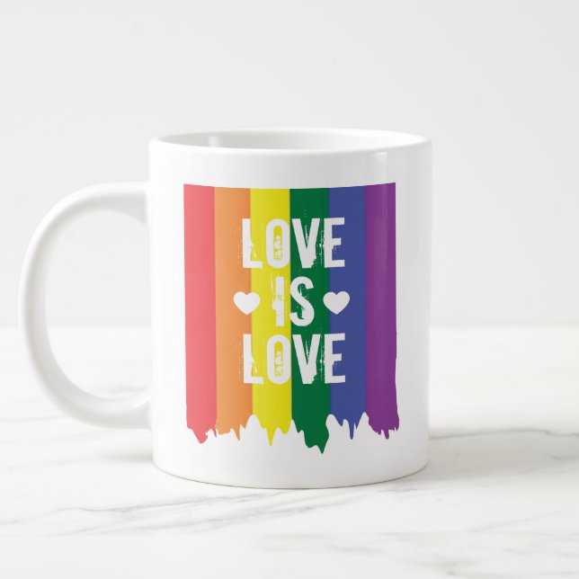 Kärlek är Kärlek Rainbow Gay pride HBT Jumbo Mugg (Vänster)