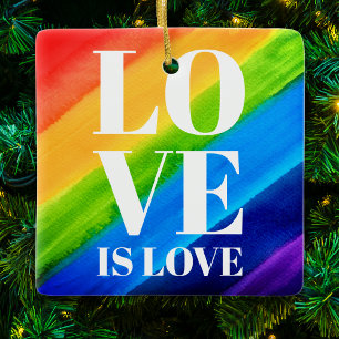 Kärlek är Kärlek Rainbow Gay pride Julgransprydnad Keramik