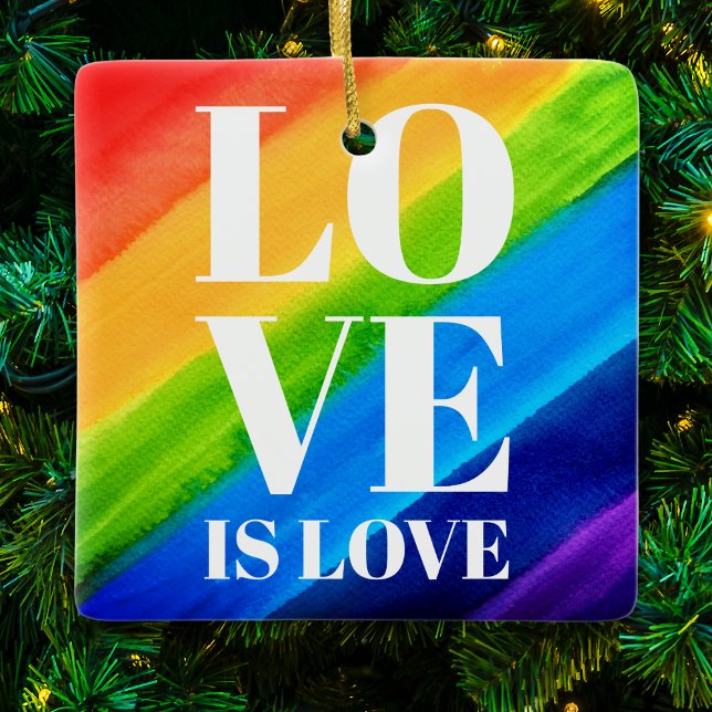 Kärlek är Kärlek Rainbow Gay pride Julgransprydnad Keramik (Skapare uppladdad)