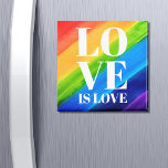 Kärlek är Kärlek Rainbow Gay pride Magnet<br><div class="desc">Gay pride-magnet är dekorerat med KÄRLEK IS KÄRLEK i fetstil,  vitt brev på en regnbågsbakgrund med rött,  orange,  gult,  grönt,  blått och lila. Ursprunglig vattenfärg © Michele Davies.</div>