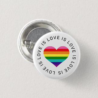 Kärlek är Kärlek Rainbow Heart Gay pride Knapp