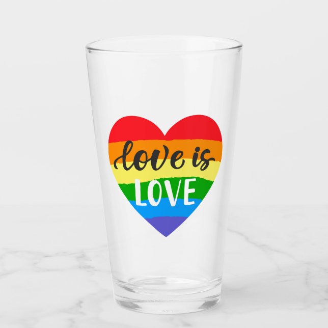 Kärlek är Kärlek Rainbow Heart Glaskopp (Framsida)