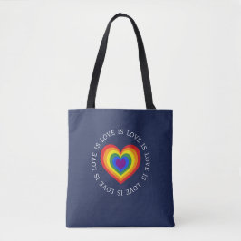 Kärlek är Kärlek Rainbow Heart HGBTQ Pride Navy Bl Tygkasse