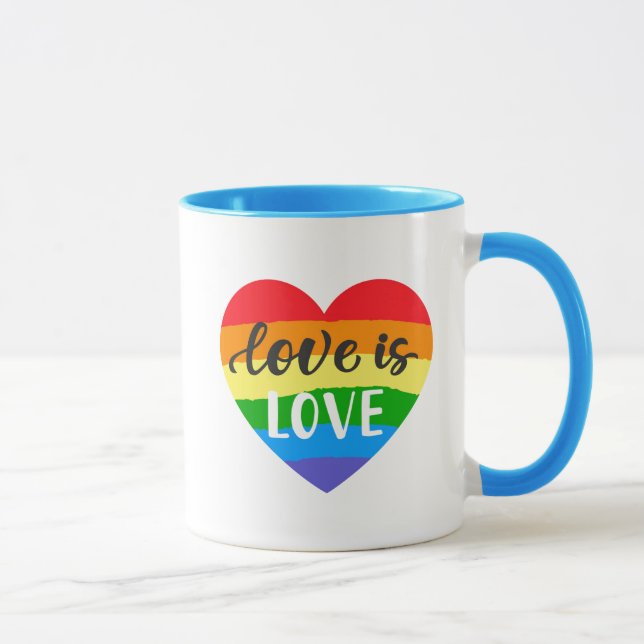 Kärlek är Kärlek Rainbow Heart Mugg (Höger)