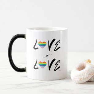 Kärlek är KÄRLEK Rainbow Heart Pride Flagga Magisk Mugg