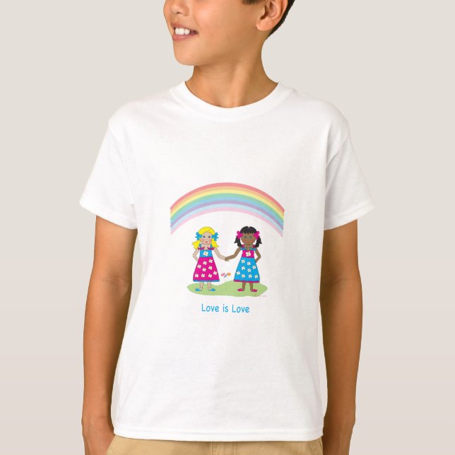 Kärlek är KÄRLEK Rainbow Heart-Pridet T Shirt (Framsida)