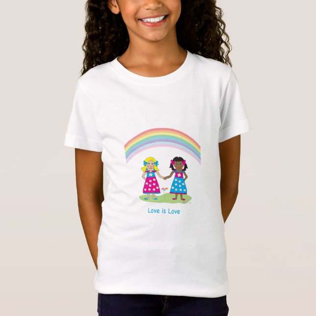Kärlek är KÄRLEK Rainbow Heart-Pridet T Shirt (Framsida)