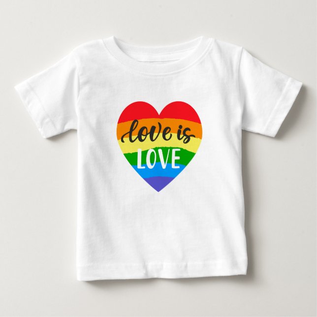 Kärlek är Kärlek Rainbow Heart T Shirt (Framsida)