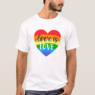 Kärlek är Kärlek Rainbow Heart T Shirt