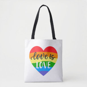 Kärlek är Kärlek Rainbow Heart Tygkasse