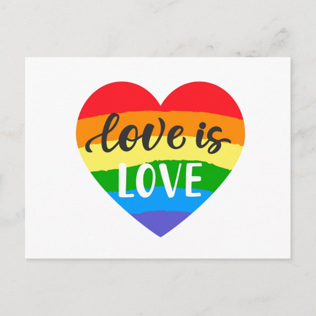 Kärlek är Kärlek Rainbow Heart Vykort (Framsida)