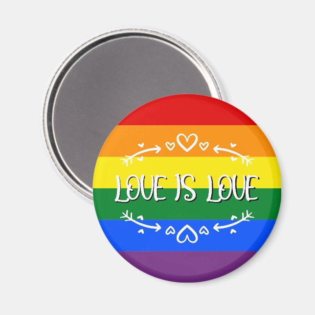 Kärlek är Kärlek Rainbow LGBTQ Pride Magnet (Front/Back)