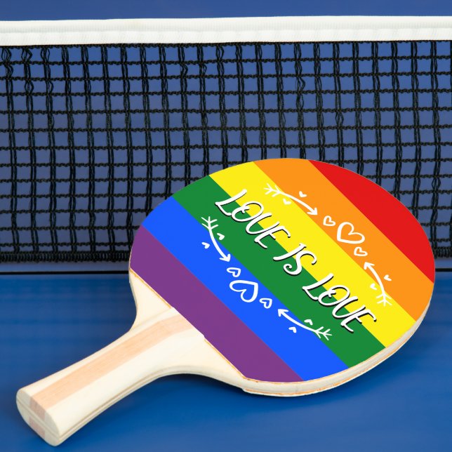 Kärlek är Kärlek Rainbow LGBTQ Pride Ping Pong Pad Pingisracket (Insitu)