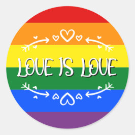 Kärlek är Kärlek Rainbow LGBTQ-Pridet Runt Klistermärke