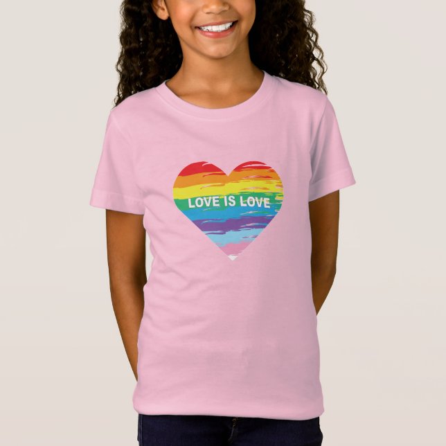 KÄRLEK är KÄRLEK Rainbow LGBTQIA Flagga, Pride T-S T Shirt (Framsida)