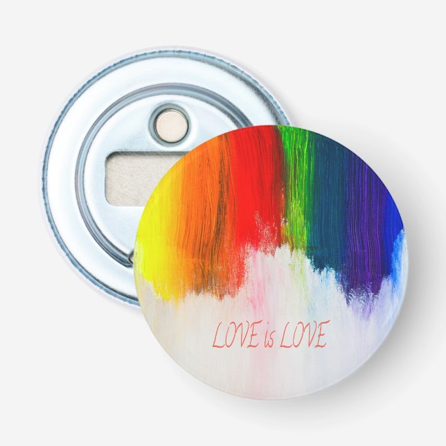 Kärlek är Kärlek Rainbow Pride LBGQT Flasköppnare (Framsidan)