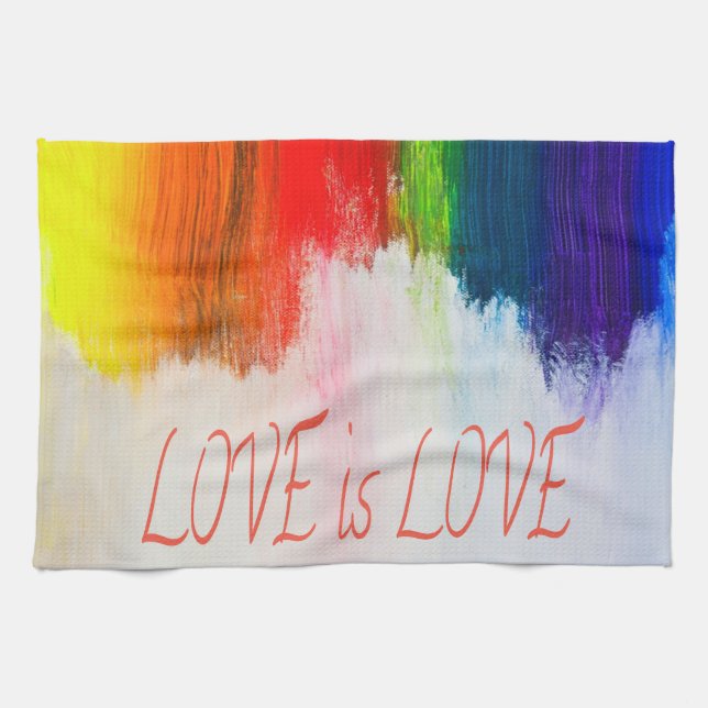 Kärlek är Kärlek Rainbow Pride LBGQT Kökshandduk (Horisontell)
