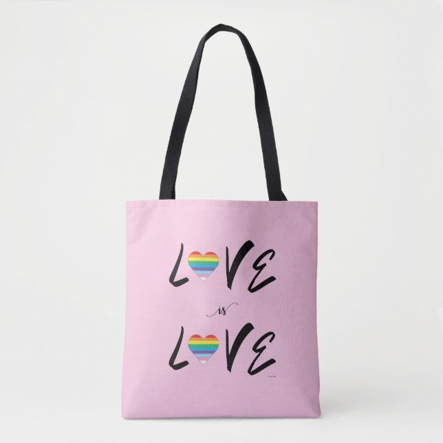 Kärlek är KÄRLEK, Rainbow Pride Rosa Tote Bag Tygkasse (Framsida)