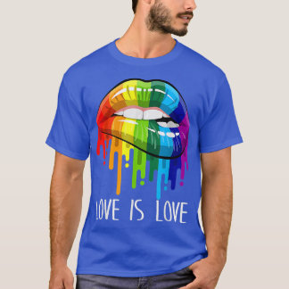 Kärlek är Kärlek Rainbow Sey Läppar Coola LGBT Gay T Shirt