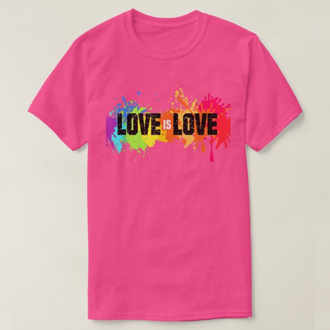 Kärlek är Kärlek Rainbow Splatter LGBT Pride Gay P T Shirt (Design framsida)