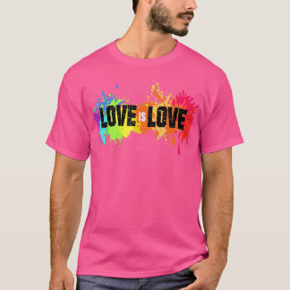 Kärlek är Kärlek Rainbow Splatter LGBT Pride Gay P T Shirt