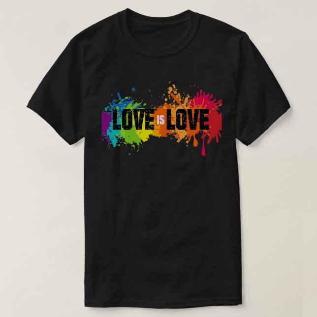 Kärlek är Kärlek,Rainbow Splatter LGBT Pride Tee,G T Shirt (Design framsida)