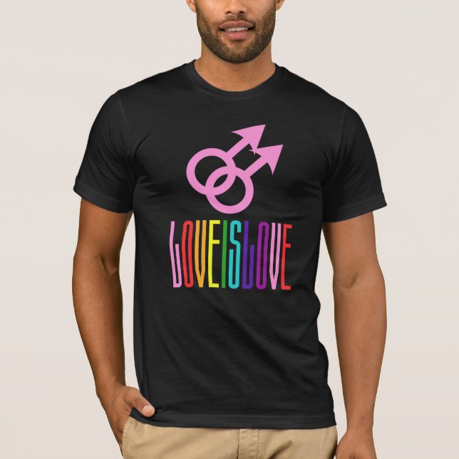 Kärlek är Kärlek Rainbow Text LGBTQ Gay pride T Shirt (Framsida)
