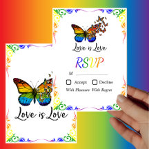 Kärlek är Kärlek Rainbow Theme Bröllop OSA Card
