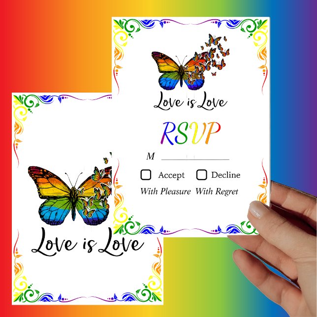 Kärlek är Kärlek Rainbow Theme Bröllop OSA Card Inbjudningar (Skapare uppladdad)