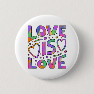 Kärlek är Kärlek Rainbow Typography Knapp