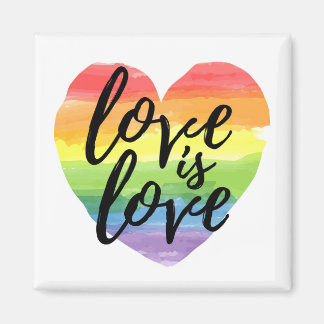 Kärlek är Kärlek| Rainbow Watercolor Hjärtat Magnet