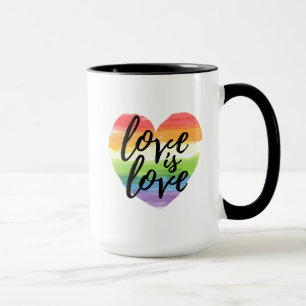 Kärlek är Kärlek  Rainbow Watercolor Hjärtat Mugg