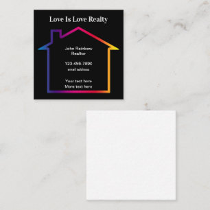 Kärlek är Kärlek Realtor Rainbow House Fyrkantigt Visitkort